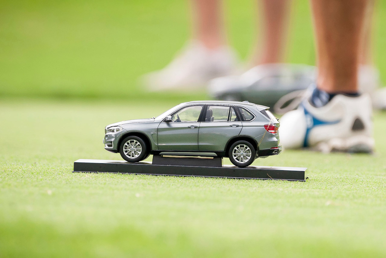 BMW X5 tee markers placed to define the teeing ground at the BMW Charity Pro-Am presented by SYNNEX Corporation. 